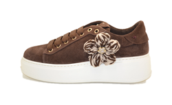 GIO PIU SNEAKER COMBI FLOWERS CIOCOLAT